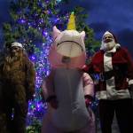 Photo by Karina Andrew/Whidbey News-Times
Santa lights the tree in downtown Oak Harbor, aided by none other than Sasquatch and a pink unicorn.