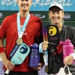 Siblings Riley, left, and Lindsey Newman placed first in the mixed pro doubles division at the 2021 USA Pickleball National Championships. The Newmans are South Whidbey High School alumni and professional pickleball players. (Photo by Bruce Yeong)