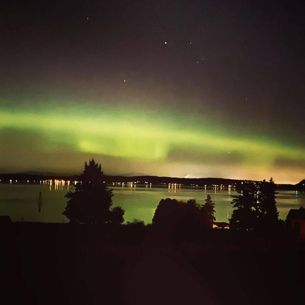 A photographer captured the Northern Lights over North Whidbey Oct. 12. Theresa Farage went to Dugualla Bay Heights Road looking toward La Conner. (File photo by Theresa Farage)