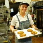 Photo by Kira Erickson/South Whidbey Record
Baker Camille Green holds a tray of chocolate-chip cookies fresh from the oven.
