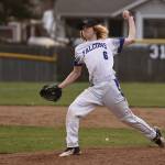 Junior Dylan Michalopoulos of South Whidbey winds up his throwing arm during an island-wide jamboree in Oak Harbor March 11. The event was the first of the season. The Falcons will be playing a double header on home turf this Saturday against Bellingham. (Photo by John Fisken)