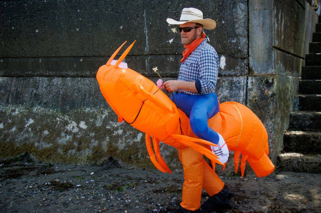 Jake Stewart donned a cowboy shrimp costume at the parade. He was accompanied by his wife, Aja, who dressed as a mermaid and his two daughters River and Rainey, who dressed as a mermaid and a dolphin.