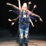 Photo by Karina Andrew/Whidbey News-Times
From the front, Birdie Sinclair, Abby Mulholland and other Coupeville High School actors rehearse for Trap.