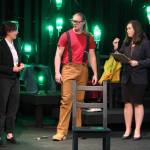 Photos by Karina Andrew/Whidbey News-Times
From left, Noelle Daigneault, Brian Casey and Elizabeth Lo rehearse for the WolfPac Theater Troupes spooky one-act play.