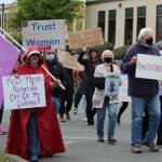 Whidbey residents took to the street Tuesday in Coupeville to rally for abortion rights following the leak of a Supreme Court draft opinion that indicated the court intends to overturn Roe v. Wade. (Photo by Karina Andrew/Whidbey News-Times)