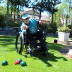 Jacquelyn Diaz practices bocce at her home in Oak Harbor in preparation for the Special Olympics USA Games next month. (Photo by Karina Andrew/Whidbey News-Times)