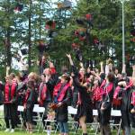 Photo by Karina Andrew/Whidbey News-Times
The Coupeville High School class of 2022 throw their caps in the air after their graduation ceremony June 11.