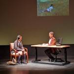 Photo by Sue Frause
Rheanna Atendido (Dezzy) and Melanie Lowey (understudy for Dr. Elsbeth Hatch) have a conversation in the headmistresss office.