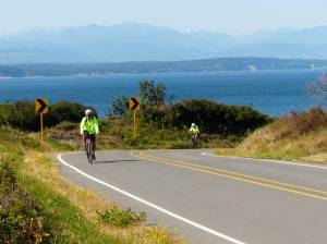Participants bike on the Sea, Trees and Pie Bike Ride route. (Whidbey Camano Land Trust photo)