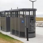 The two Portland loos at Windjammer Park. (Photo by Rachel Rosen/Whidbey News-Times.)