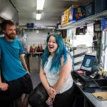 Photo by David Welton
Sterling Jones and Allie Stock are the owners of new business Salty Sea Coffee, a food truck full of drinks and concessions down by the Clinton ferry terminal.