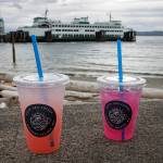 Sparking cherry limeade, left, and an energy drink spritzer called the Salty Mermaid. Both are from Salty Sea Coffee. (Photo by David Welton)
