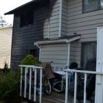The back of an Oak Harbor duplex was scorched in a fire Saturday. (Oak Harbor Fire Department photo)