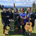 (L to R)Kristi ODonnell, double bass; Molly Felder, vocals and drums; Adrienne Reid, vocals and accordion; Janna Kushneryck, violin; Jennie Mayer, rhythm guitar. (Photo provided)