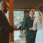 Photo by Bare Bones Co.
Tavier Wasser, left, officiated the wedding ceremony of Peter and Julie Williams.