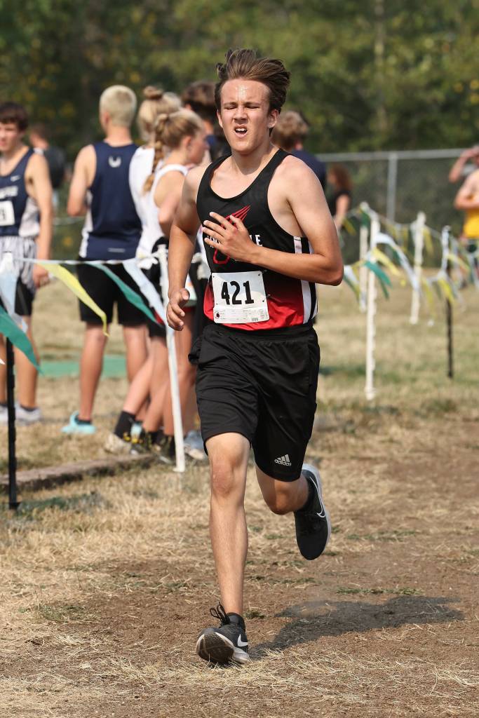 Photo by John Fisken
Coupeville High School runner Mitchell Hall ran in the 2 Miles Senior Boys cross country race with a time of 12:22.33, placing 53rd.