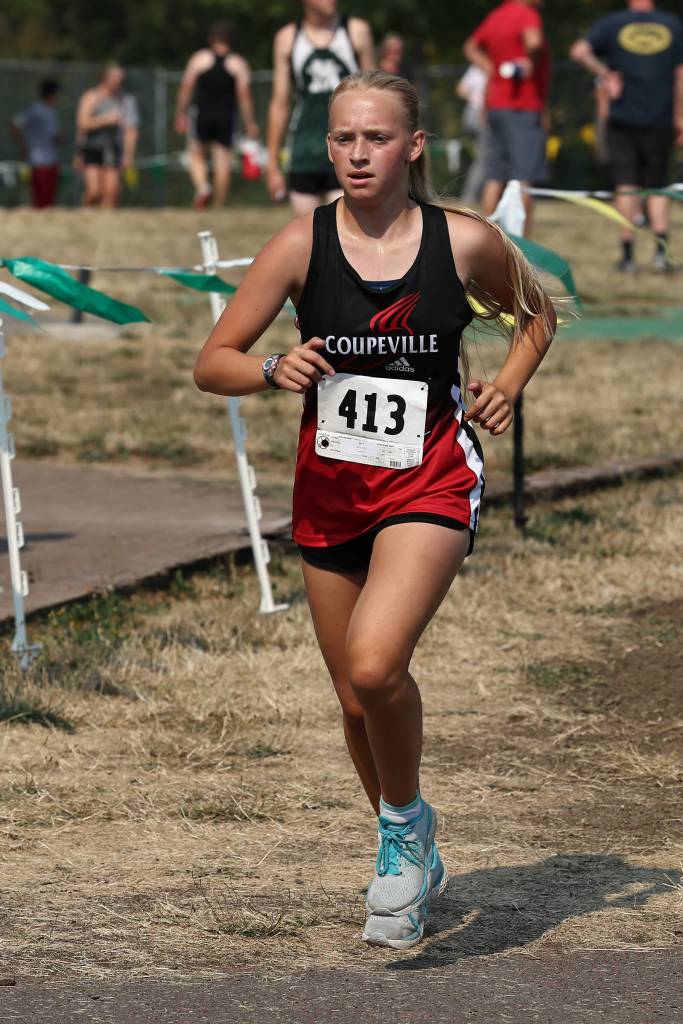 Photo by John Fisken
Coupeville High School runner Claire Mayne competed in the 2 Miles Senior cross country race with a time of 16:36.36, placing 56th.