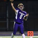 Photo by John Fisken
Oak Harbor junior Parker Anderson is the quarterback for the varsity football team. Oak Harbor defeated Mt. Vernon 35-6 on Friday.