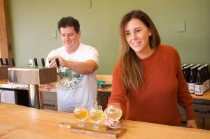 Photo by Rachel Rosen/Whidbey News-Times
Jeff Stoner and Kim Taylor co-own Greenbank Cidery which recently opened a tasting a room in Coupeville.