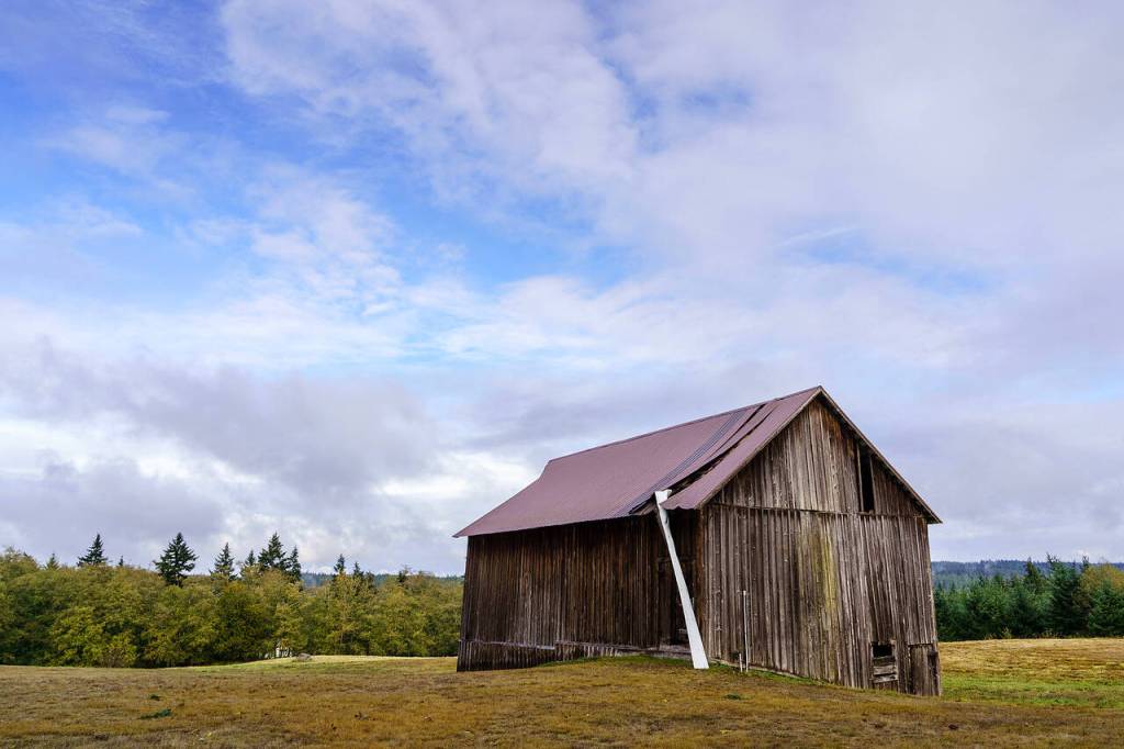 Photo by David Welton
Storm winds blew away a portion of the roof on the old Swede Hill Farm barn.