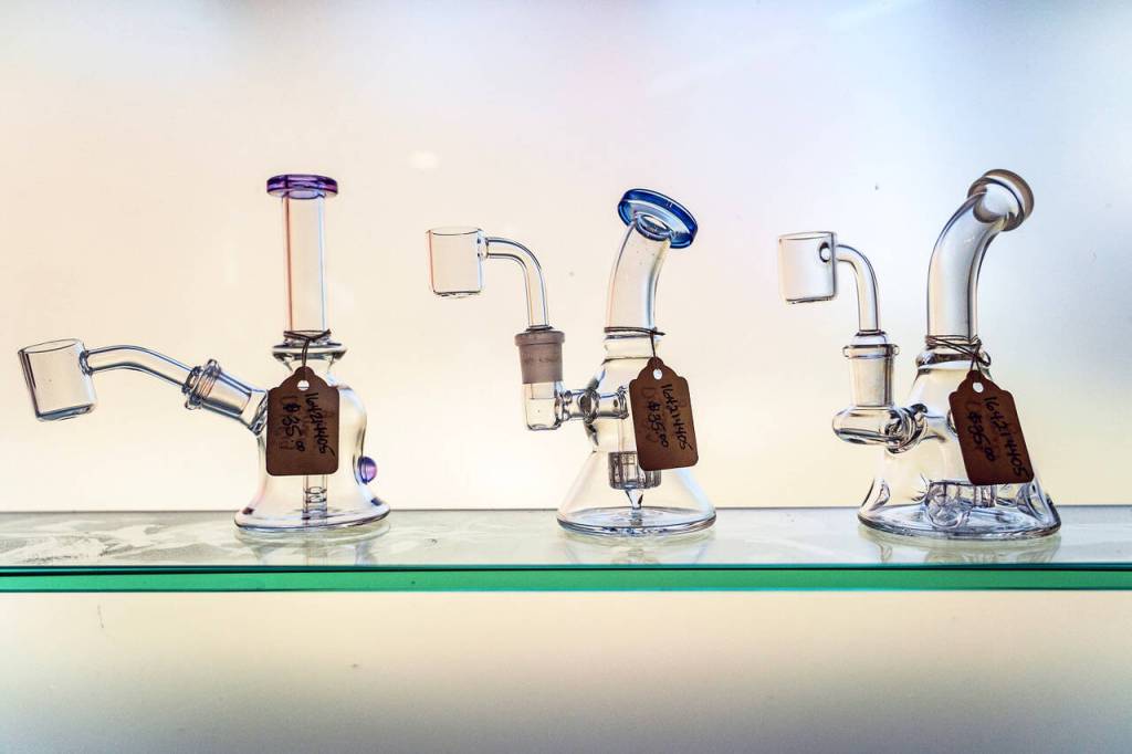 By David Welton
Whidbey Island Cannabis in Freeland sells different types of pipes, along with cannabis products.