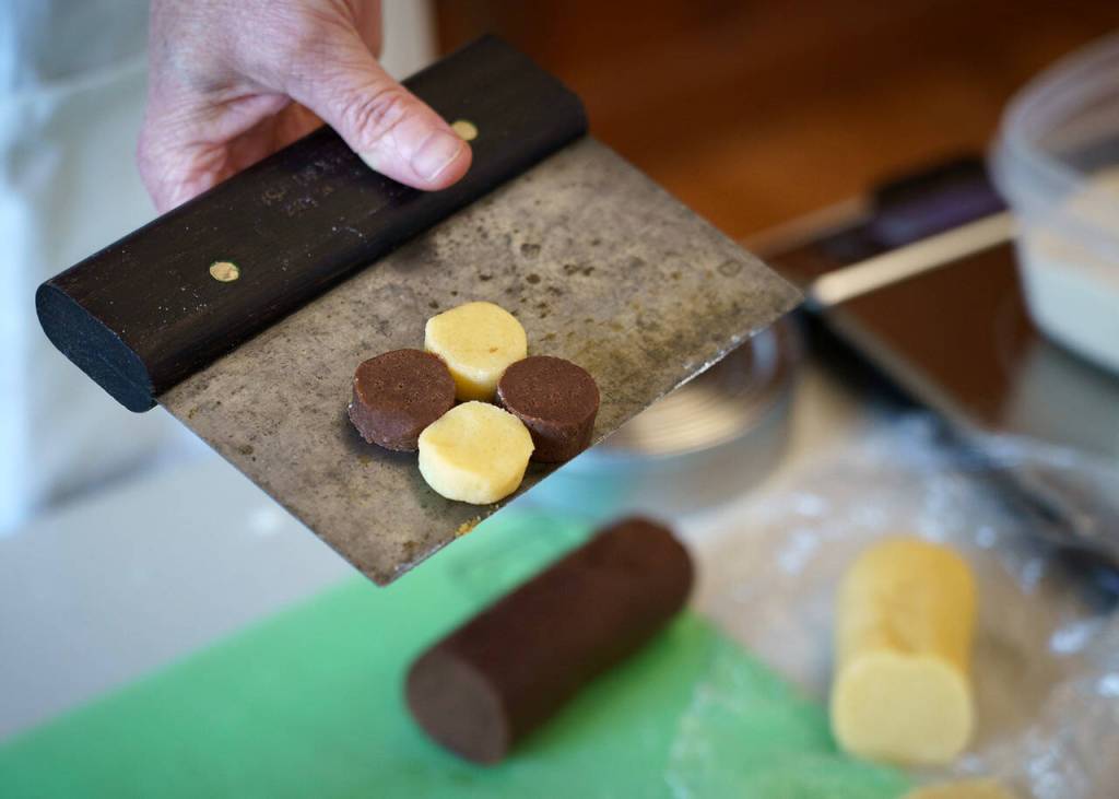 Photo by David Welton
A chocolate/vanilla checkboard is just one of many ways to shape Arjai Allreds endless possibility cookie dough.