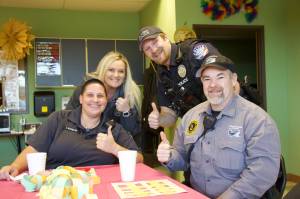 Photo by Rachel Rosen/Whidbey News-Times
From left, Teresa Kuebler, Lacey Lutz, Tyler Adamson and Greg Woodward are some of the first responders who attended Friendsgiving hosted by Exceptional Academy students this year.