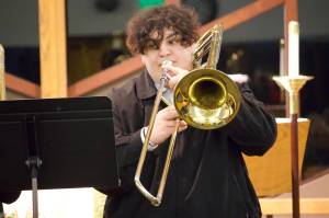Photo by Rachel Rosen/Whidbey News-Times
Oak Harbor senior Skooter Fagan plays the trombone and was accepted into the All Northwest Band, which consists of the best student musicians from six states.