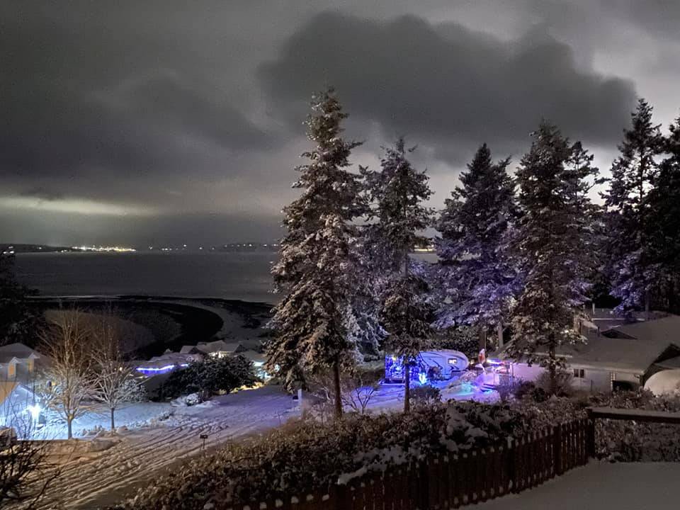 Terra Parham submitted an image of the stillness of a wintery night, looking towards Coupeville from Oak Harbor.