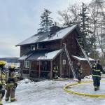 Below freezing temperatures on Thursday complicated firefighting efforts. (Photo by South Whidbey Fire/EMS)