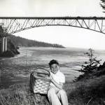 A historic photo shows the Deception Pass Bridge. The Deception Pass State Park celebrated its 100th anniversary over the summer. (Photo provided)