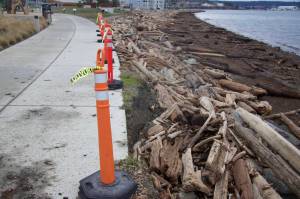 Photo by Rachel Rosen/Whidbey News-Times
Three and a half feet of sloped shoreline at Windjammer Park was washed away due to last weeks flooding.