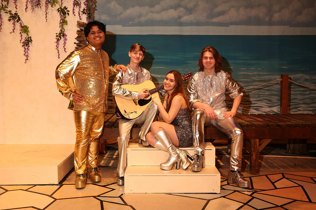 Photo by John Fisken
From left, Cyrus Amor, Ethan Johnson, Maria Andelmi and Graham Murray. Andelmi stars as Sophie who is meeting three men, one of whom could potentially be her father.