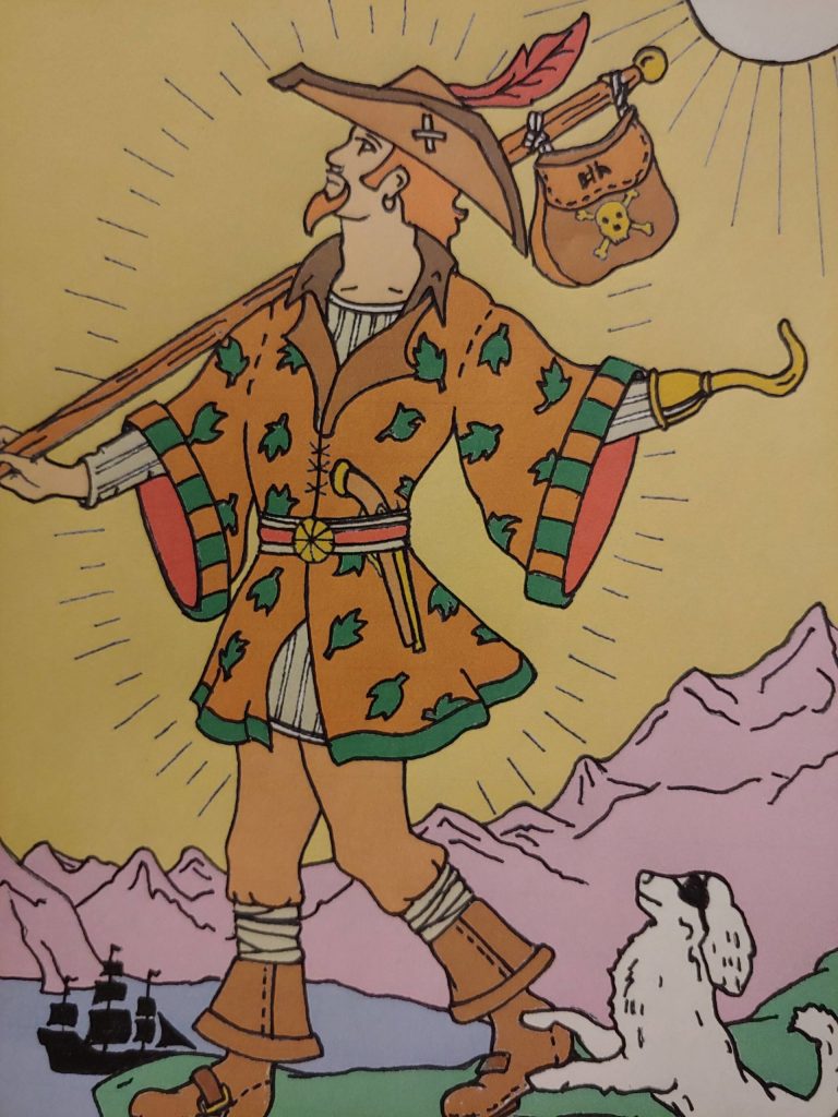 Illustration provided
Dustin Yongues drawing of The Fool tarot card is fittingly pirate-themed.