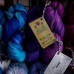 Yarn dyed by Willow Mietus, 50, hangs inside The Wool Wagon.