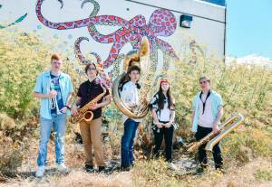 Photo by Genevieve Ramey
From left, Jake Bailey, Oliver Abercrombie, Colton Gehring, Mya Grymes and Ethan Tang play in Kick-Brass.