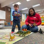 Photo provided
Fen, 18 months, plays with some dinosaurs at Playscape while accompanied by his mom, Ruth Engeset.