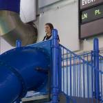 Toni Piazzon prepares to take a ride down the new water slide. (Photo by Rachel Rosen/Whidbey News-Times)