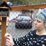 Photo by Rachel Rosen/Whidbey News-Times
Elizabeth Agin demonstrates how mason bees lay their eggs in narrow paper tubes