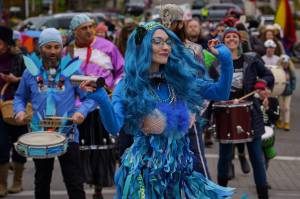 Photo by David Welton
A blue-haired mermaid was a participant of Saturdays Welcome the Whales parade.