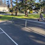 Photo by Rachel Rosen/Whidbey News-Times
Ronaldo and Stacey Nascimento play pickleball in Rotary Park.