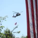 Photo by Karina Andrew/Whidbey News-Times
An NAS Whidbey Island Search and Rescue helicopter executes a flyover at the conclusion of the Service of Remembrance on Memorial Day.