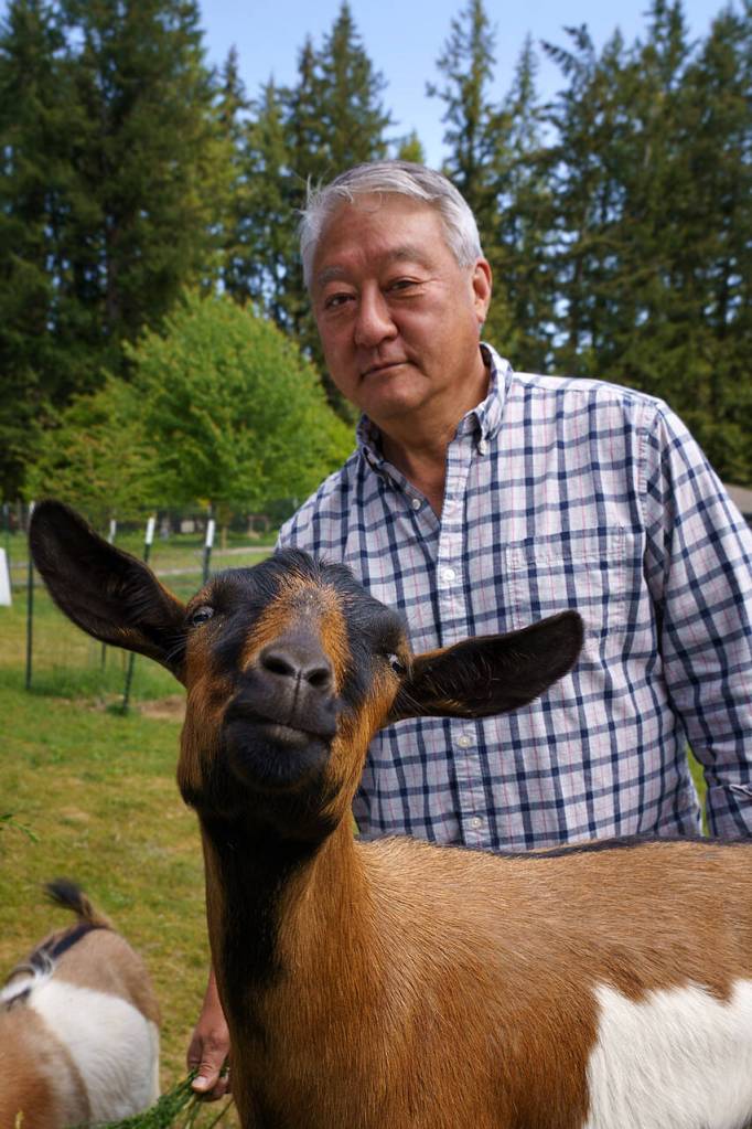 Photos by David Welton
David Tsujimoto with goat Peanut.