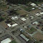 Three roundabouts had been planned for downtown Freeland. (Google Earth image)