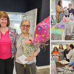 Left: Celebrating Administrative Professional Day: Anne Hofferth, Human Resources Manager, Kathleen Pendleton, RN, Wellness Director and Denise Nystrom Administrative Assistant for Regency on Whidbey Assisted Living. Right: Celebrating National Caregivers week.