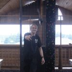 James Croft throws an axe at his new Oak Harbor entertainment business, Tossin Axes. (Photo by Karina Andrew/Whidbey News-Times)