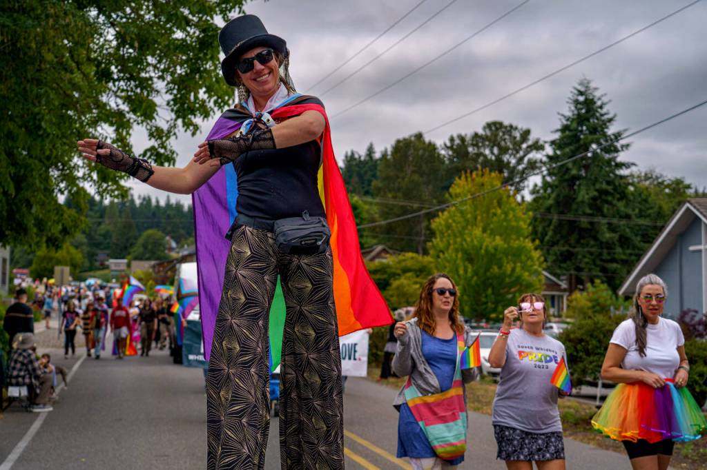 Madison Elizabeth was brave enough to walk on stilts during the parade. (Photo by David Welton)