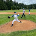 Wyatt Bishop warms up on the mound during practice on July 10. (Photo provided)