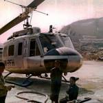 An H-34 lands atop Skyline Ridge in support of the Laotian Army in holding off the Army of North Vietnam. (Photo provided)