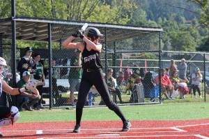 Lena Heggenes prepares for the pitch at home plate. (Photo provided)
